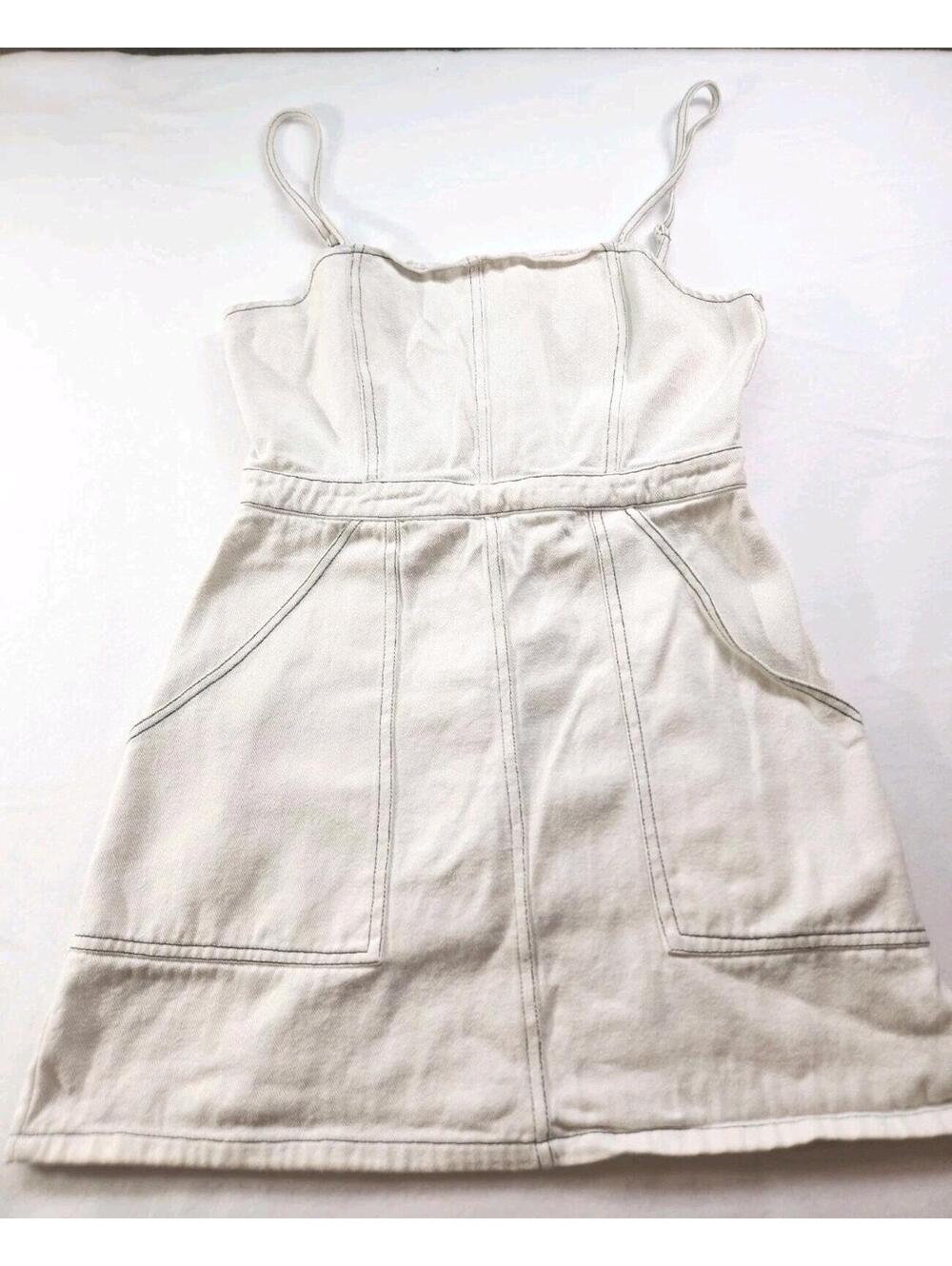 charlotte russe dress, Med, White Spaghetti Strap Adju.,small spots,see Pics,